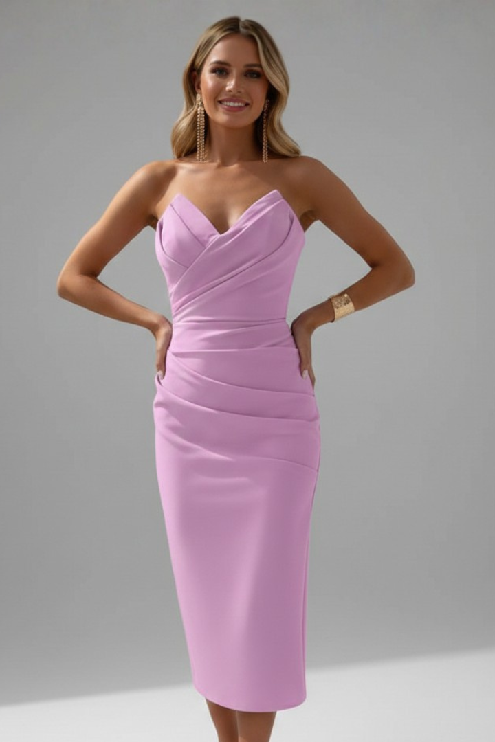 Elegant women’s dress back angle with model