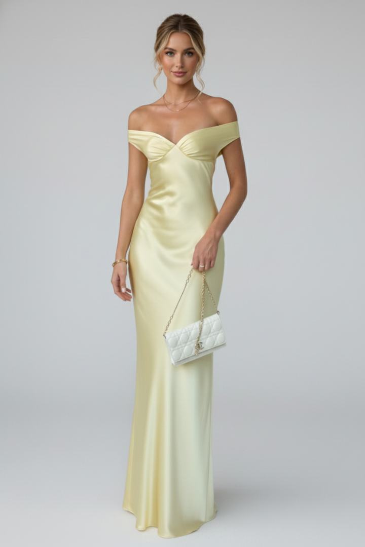 Mavielle | Elegant Off-Shoulder Wedding Guest Dress