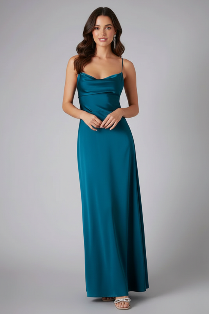 Female model back view featuring braided straps on gray background