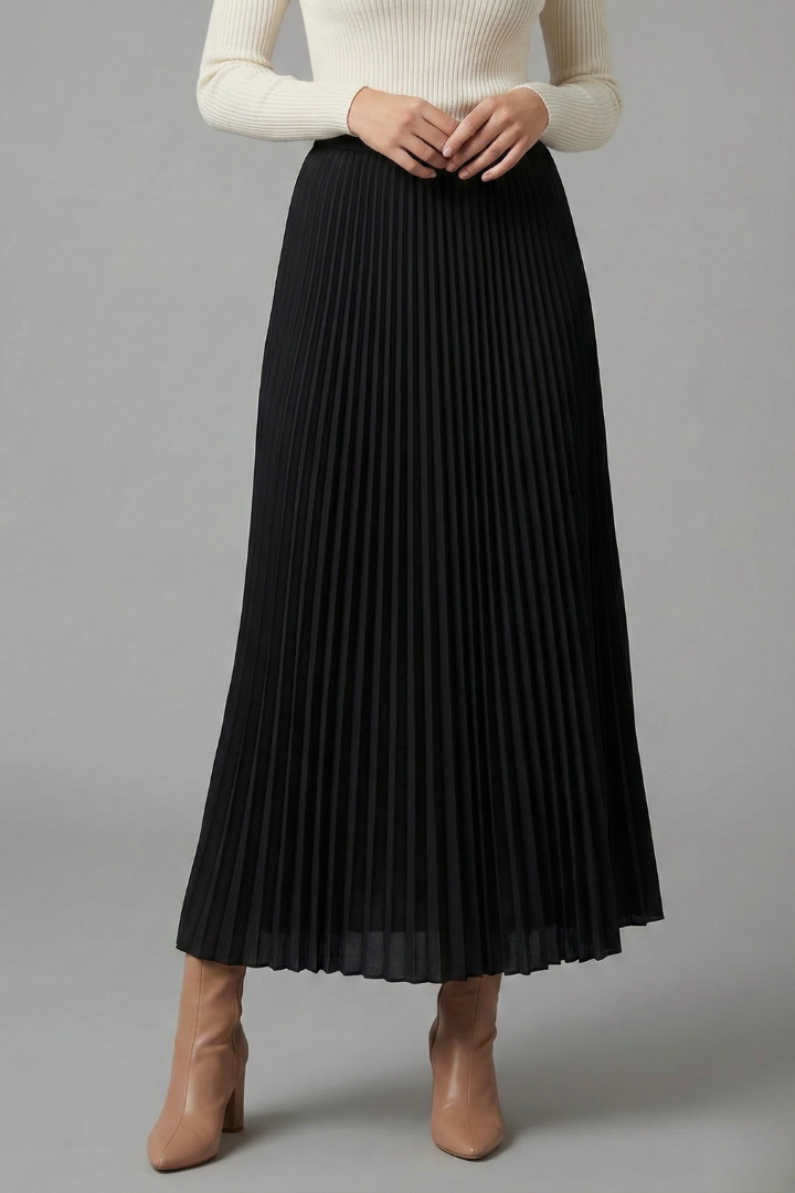 Full front length skirt on black background