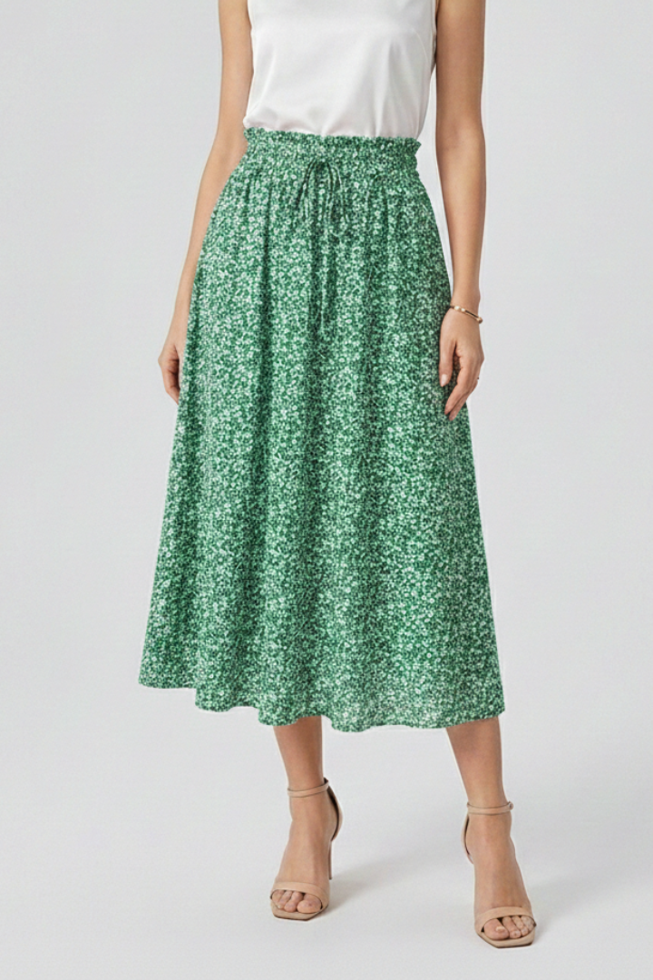 Gray skirt front detail on white background skirt