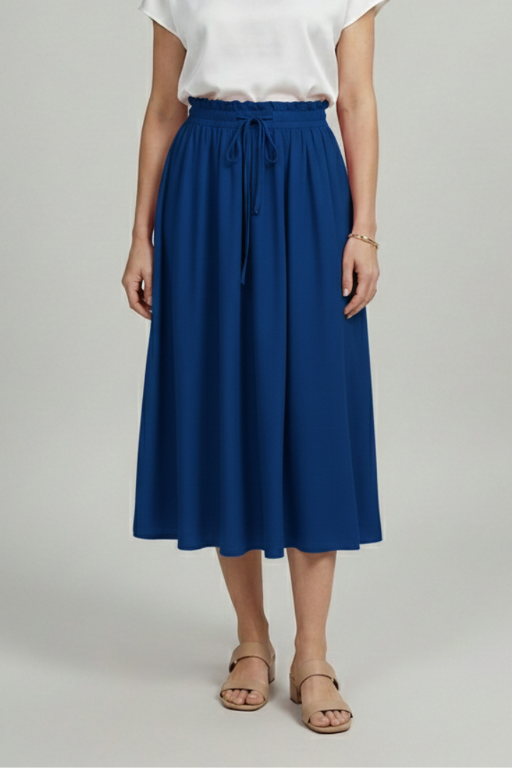 Front angle view plain woven skirt white background image