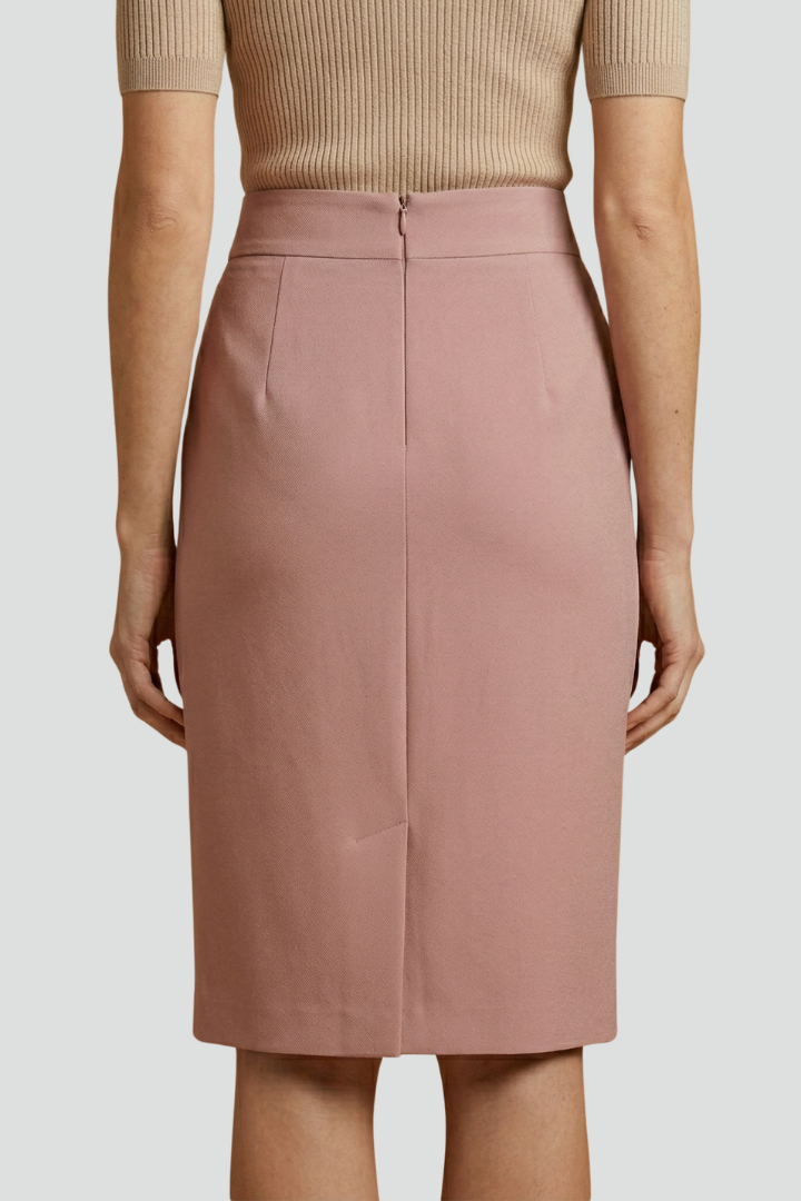 Back view fitted midi skirt on gray background