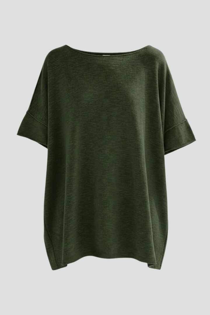 Women’s basic relaxed tee centered on white backdrop