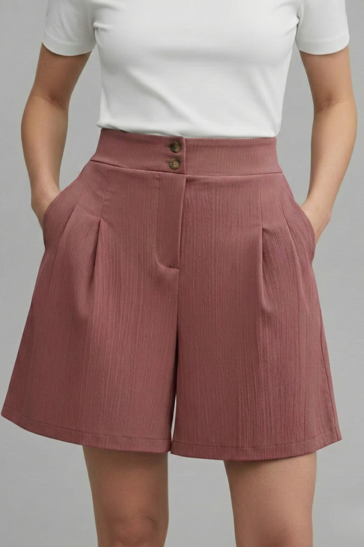 Casual women’s shorts front view plain background