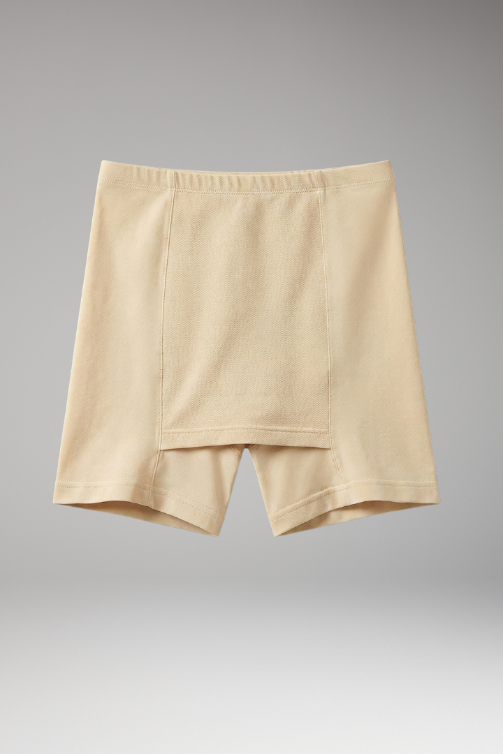 Sporty skort with inner shorts, gray background