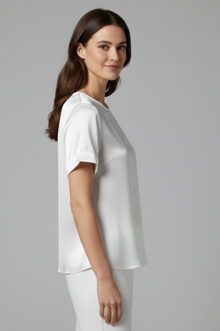 Plain white fashion tee with clean simple design