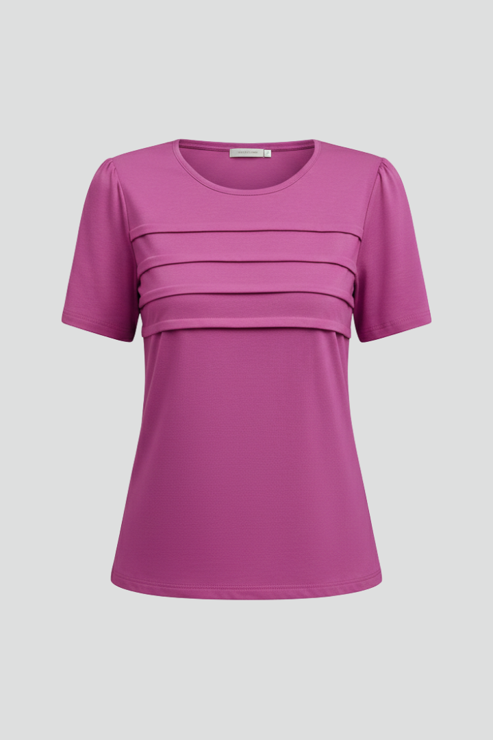Flat lay women’s short sleeve textured everyday top
