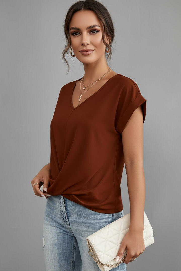 Ladies casual short sleeve apparel product photo gray