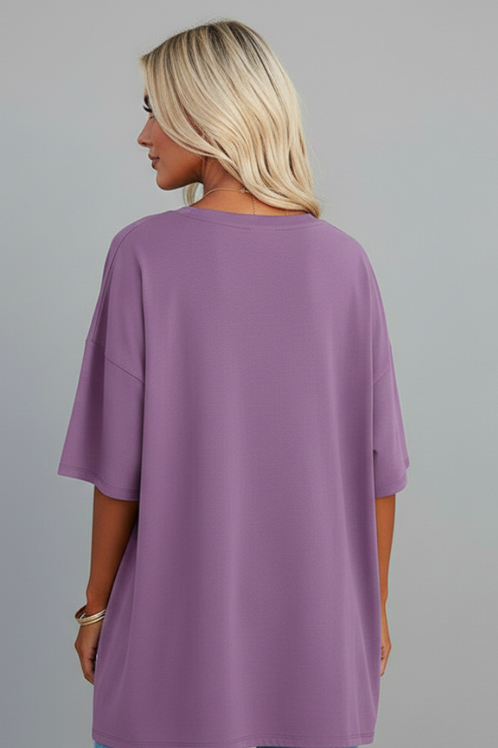 Simple casual women’s top back profile gray  background