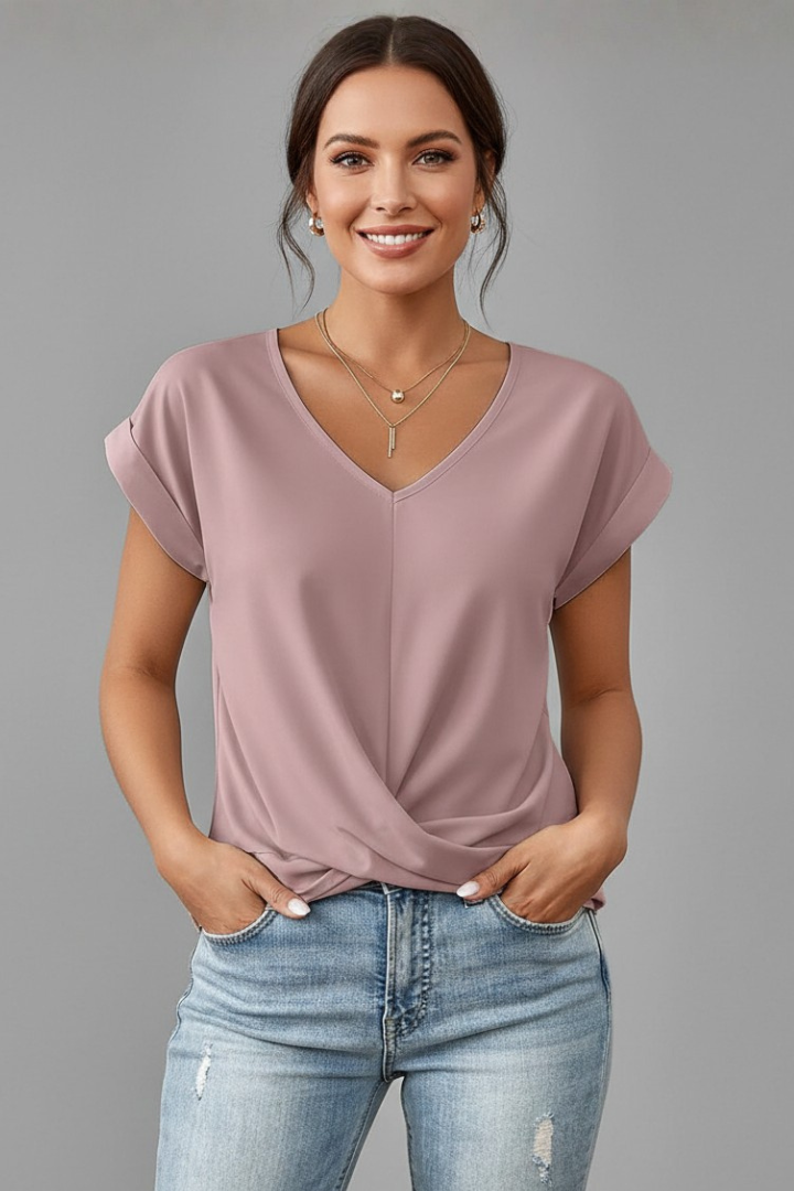 Ladies relaxed short sleeve blouse clean product image