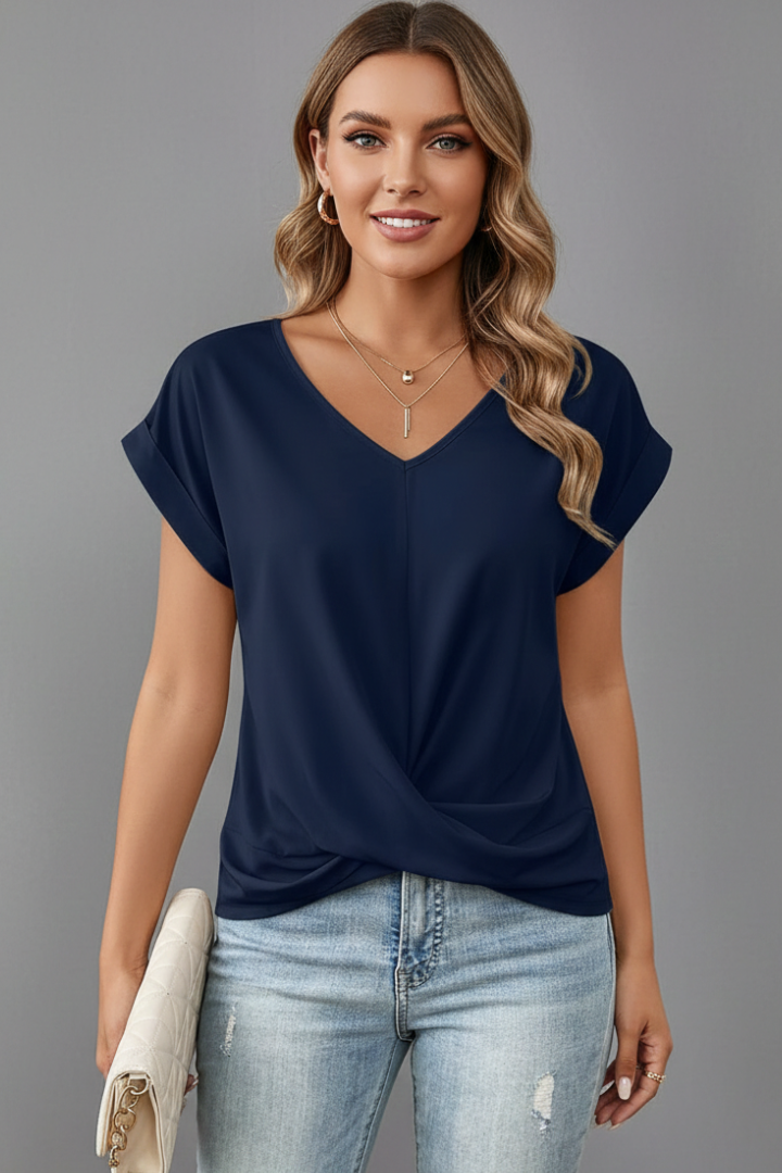 Ladies everyday blouse front view on gray background