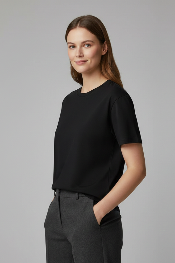 Side angle plain women’s top front display image