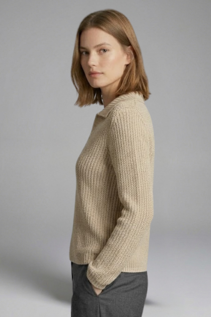 Long sleeve top front product photo side angle