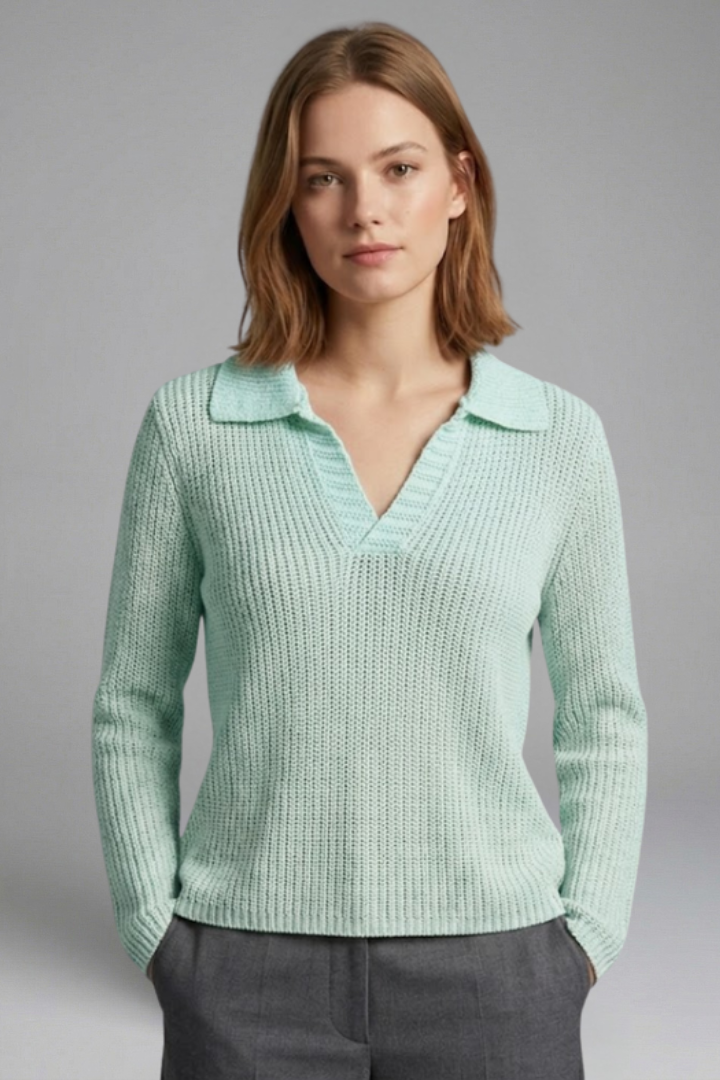 Front display of elegant women’s knitwear top