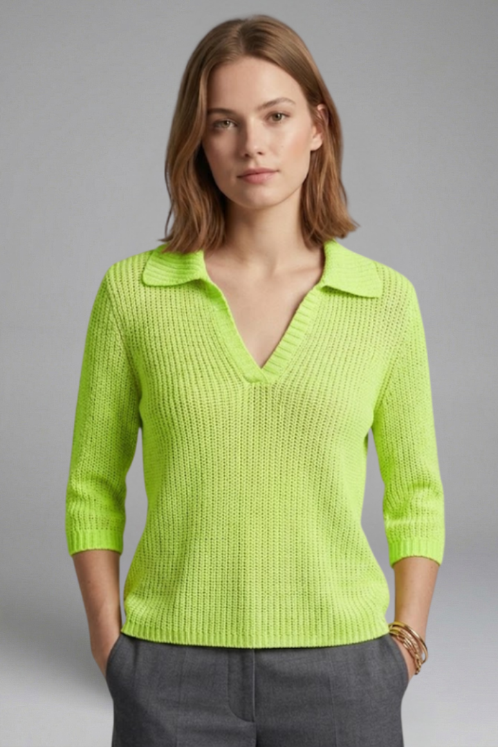 Relaxed fit knitted top on grey background