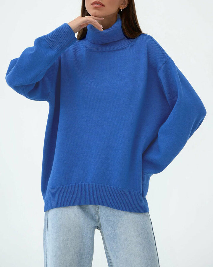 Aeliara | Women's Cozy Oversized Turtleneck Sweater — Blue