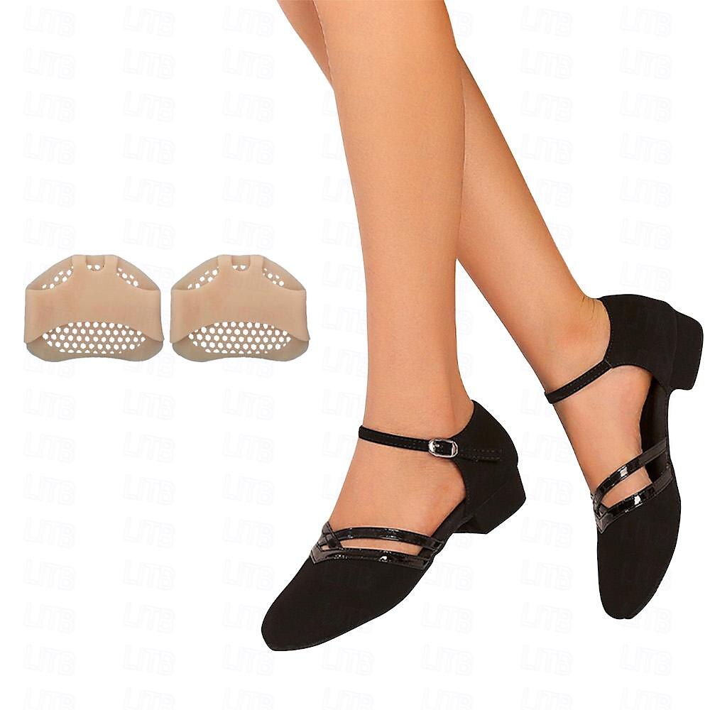 Lightweight dance shoes top view on clean plain background setup