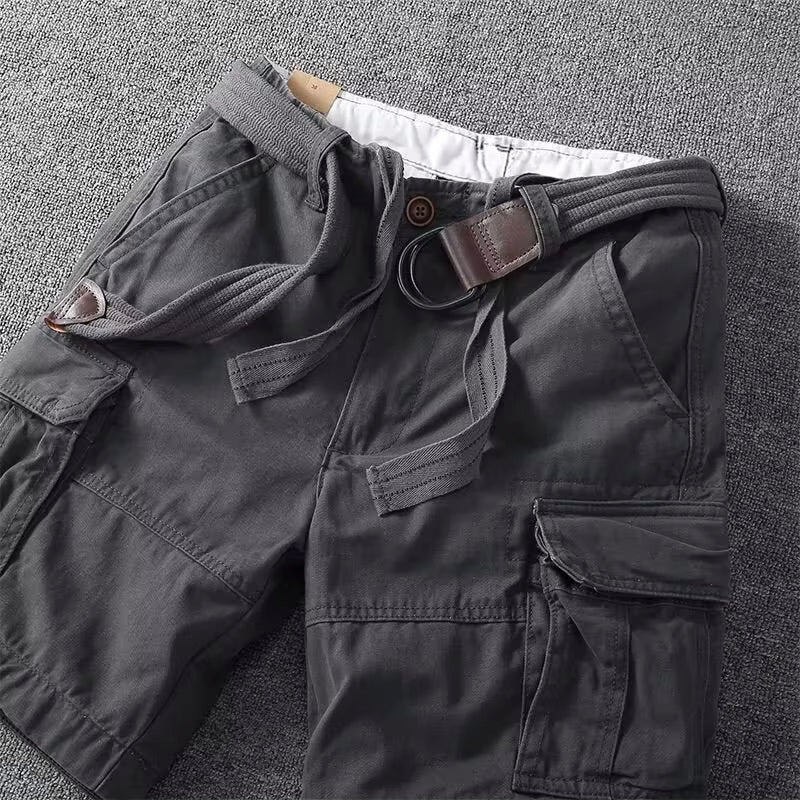  Man showing cargo pants with a relaxed straight-leg fit.