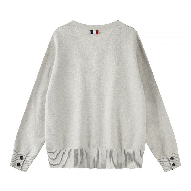 Alvinola | Women's Cozy Oversize V‑Neck Knitted Cardigan with Button Placket and Side Press Buttons — 2