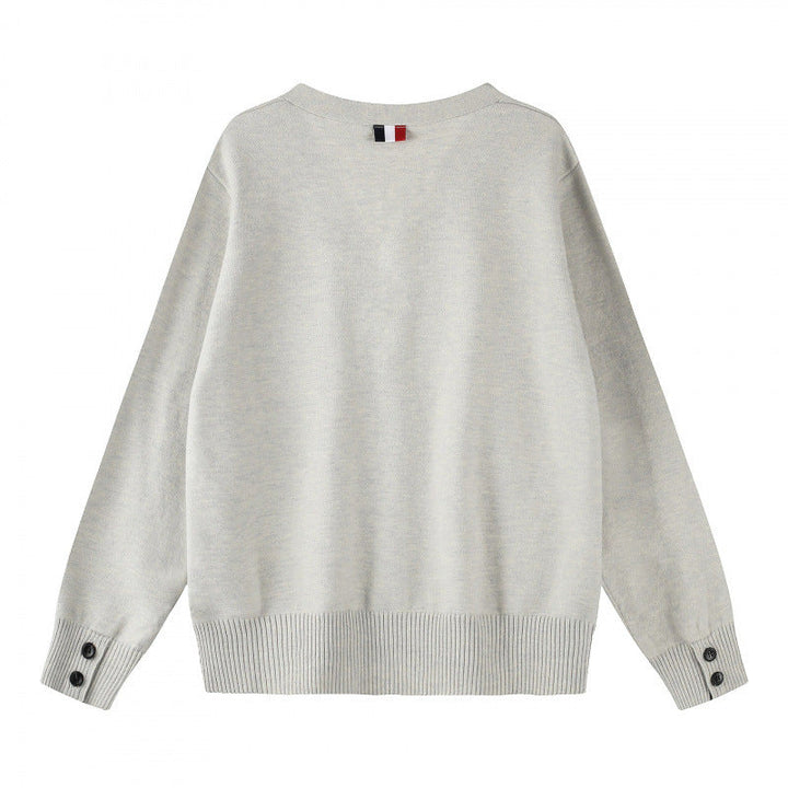 Alvinola | Women's Cozy Oversize V‑Neck Knitted Cardigan with Button Placket and Side Press Buttons — 2