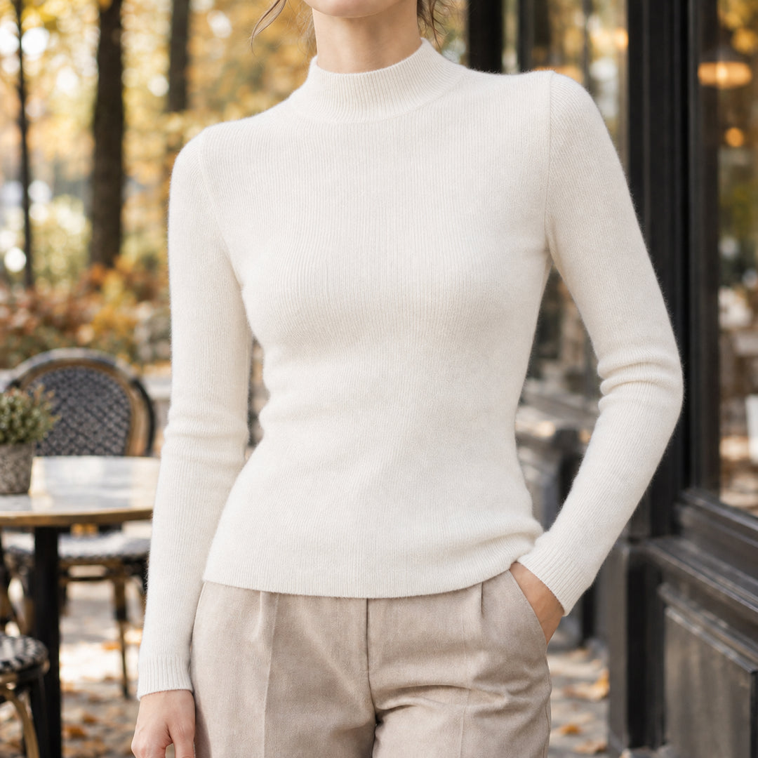 Alvinyra | Women's Cozy Cashmere Sweater — White