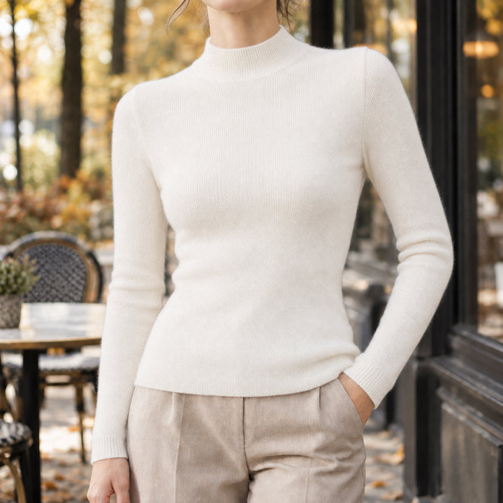 Alvinyra | Women's Cozy Cashmere Sweater — White