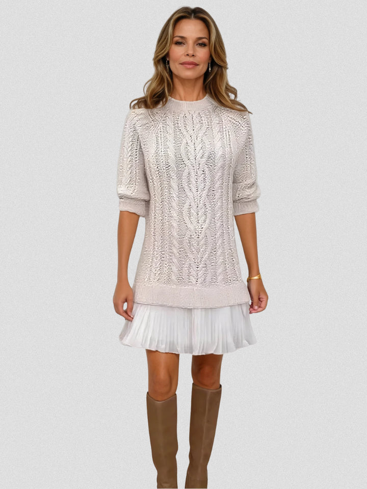 Amarawen | Women's Cozy Sweater Dress in Cable Knit — 2XL