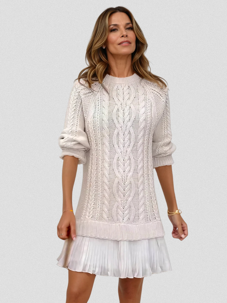 Amarawen | Women's Cozy Sweater Dress in Cable Knit — 2