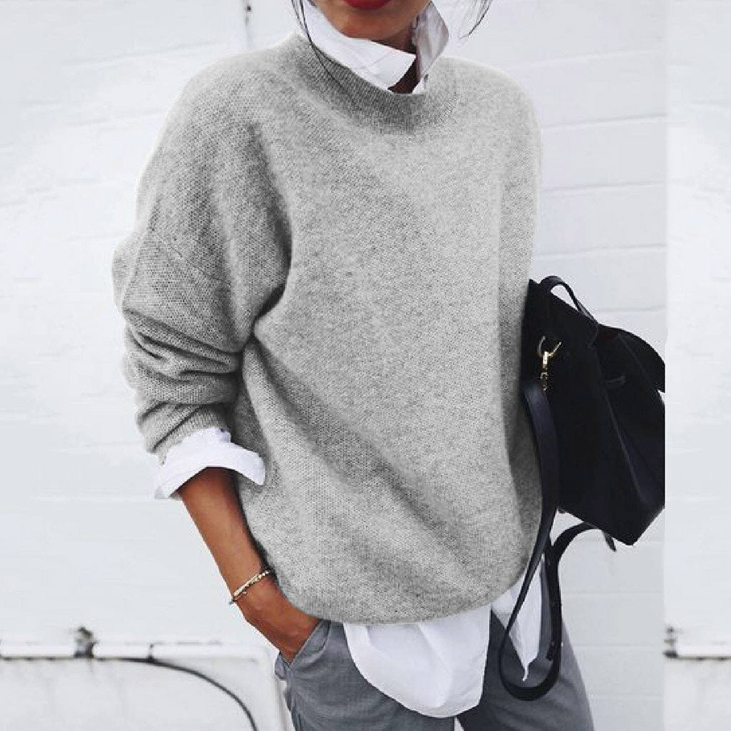 Amberlyra | Women's Cozy Office Knit Sweater — Grey