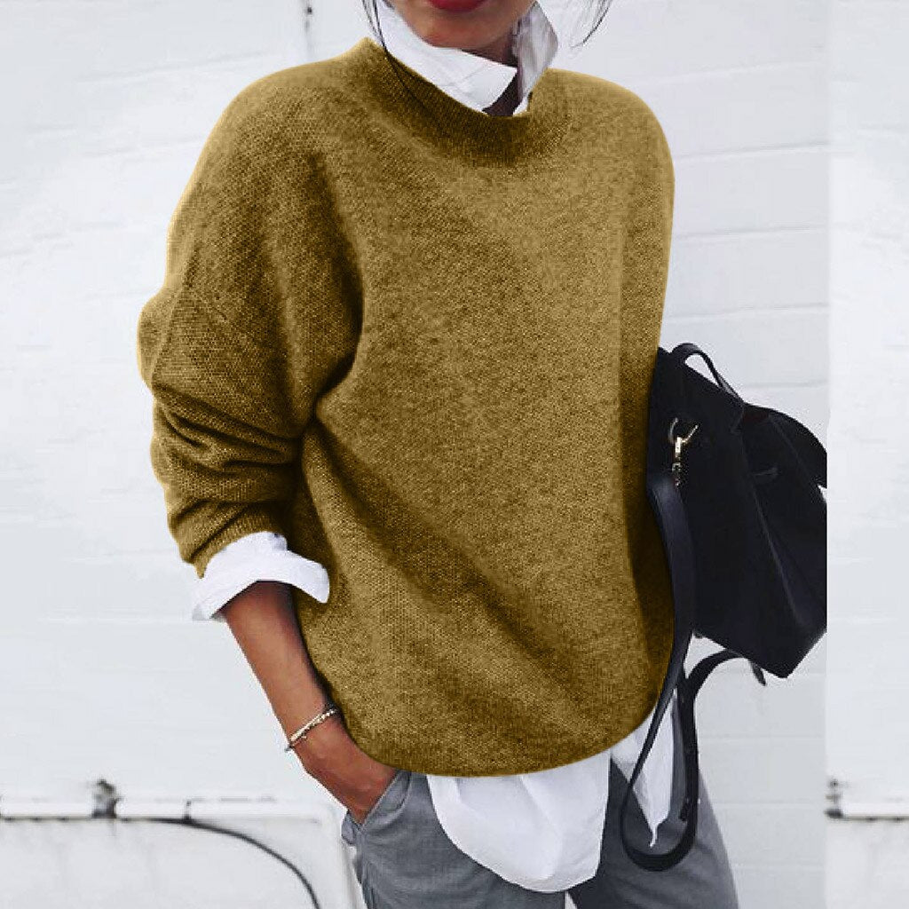 Amberlyra | Women's Cozy Office Knit Sweater — Khaki