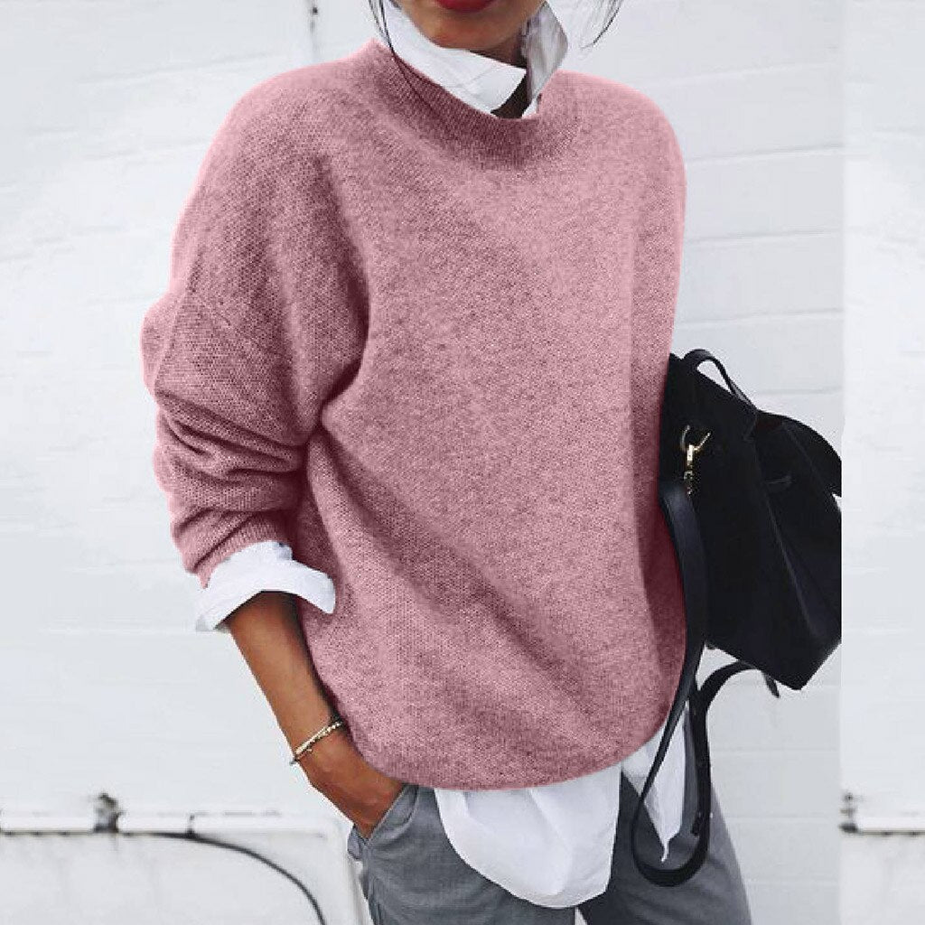 Amberlyra | Women's Cozy Office Knit Sweater — Pink (Almost sold out)