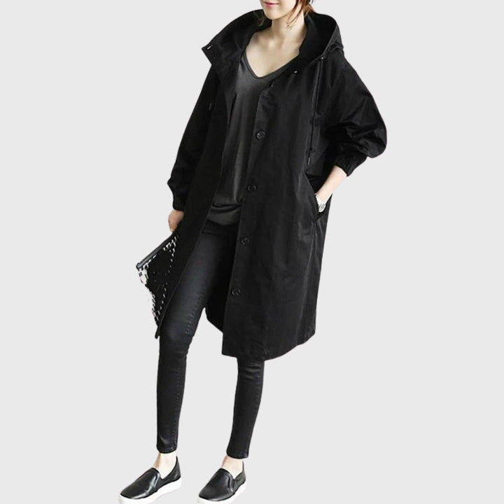 Anastasia | Women's Double-Breasted Waterproof Trench Coat — Black