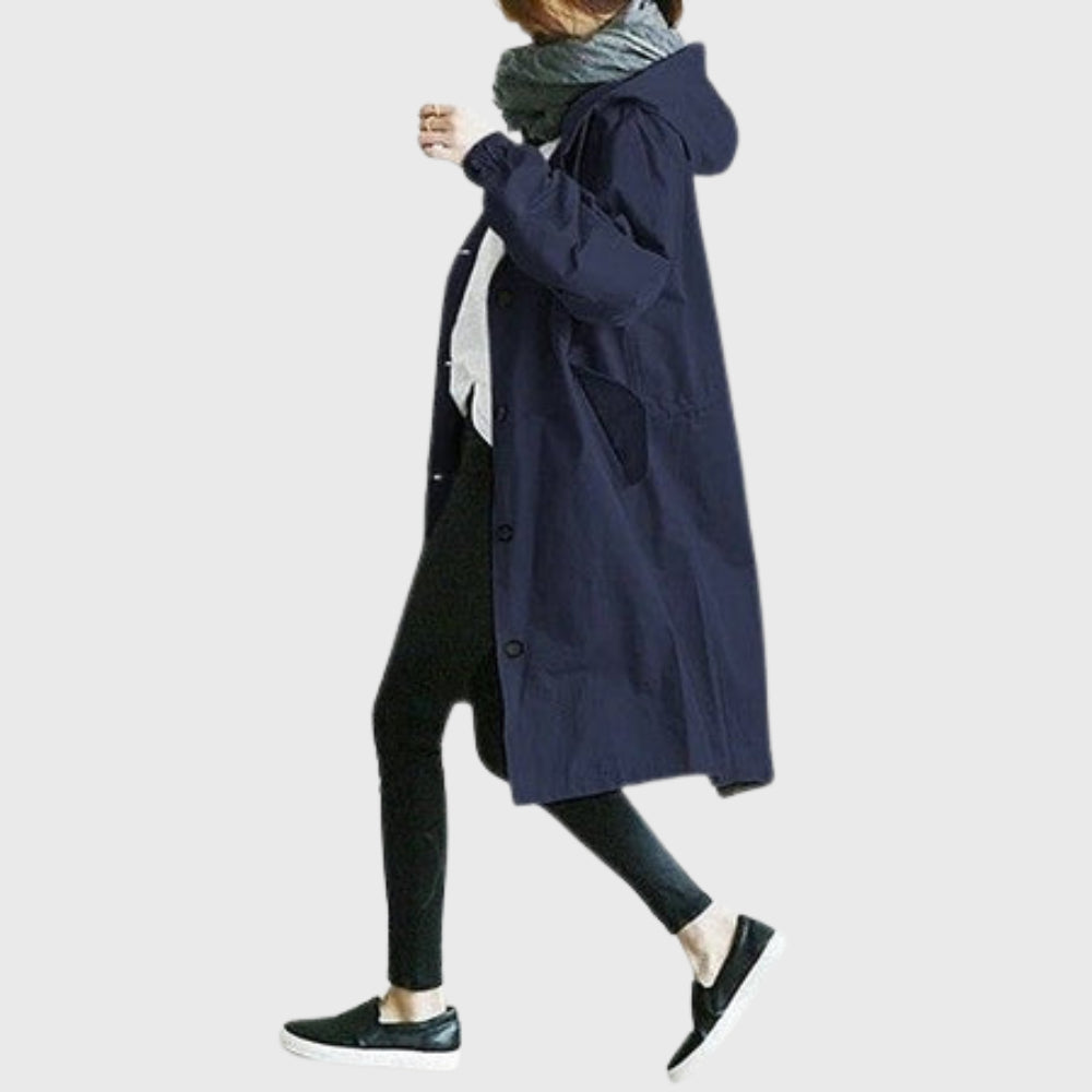 Anastasia | Women's Double-Breasted Waterproof Trench Coat — Blue