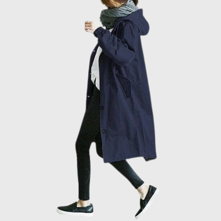 Anastasia | Women's Double-Breasted Waterproof Trench Coat — Blue