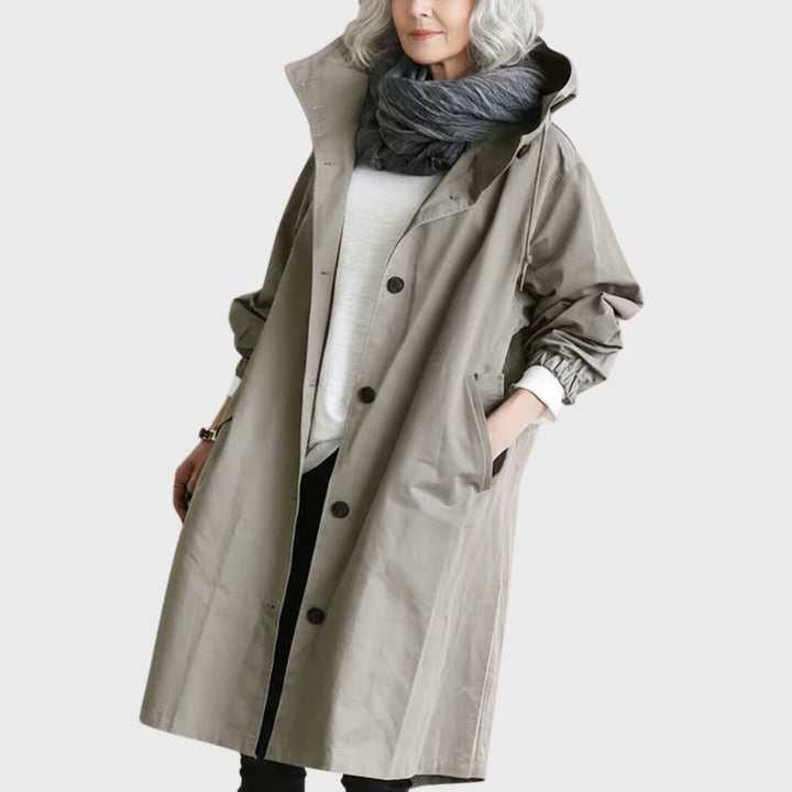 Anastasia | Women's Double-Breasted Waterproof Trench Coat — Grey