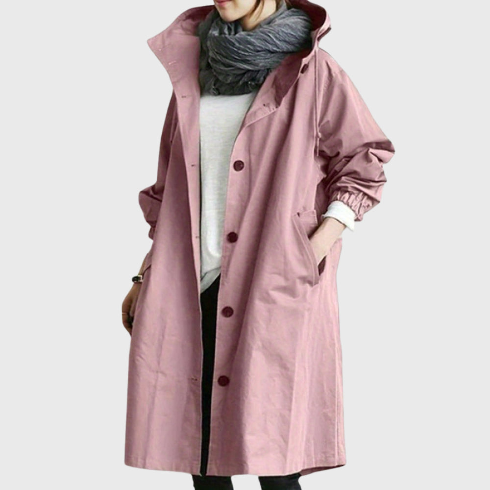 Anastasia | Women's Double-Breasted Waterproof Trench Coat — Pink