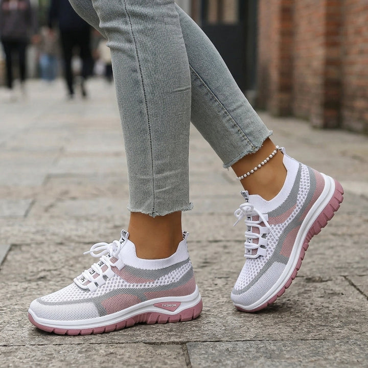 Anneliese | Women's Comfortable Casual Mandello Orthopedic Sneakers — White & Pink
