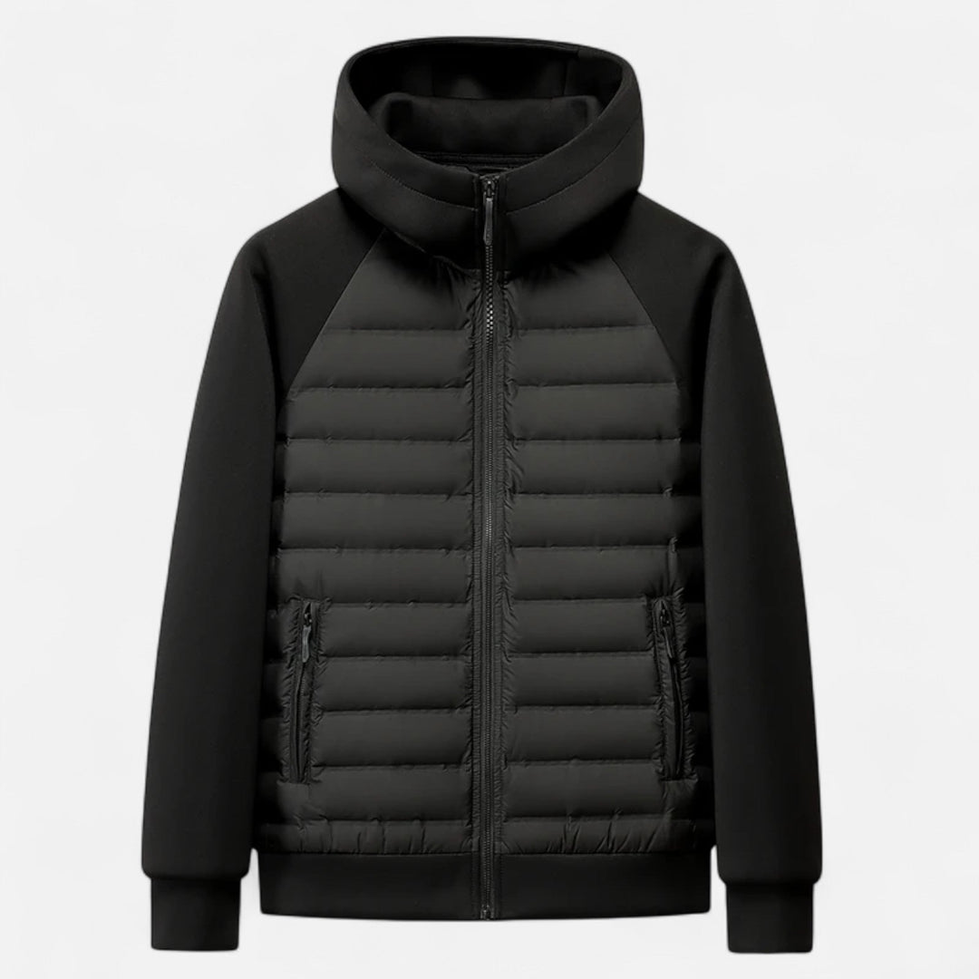 Anoukbelle | Women's Puffer Jacket Hooded Winter Outdoor - Black / Gray