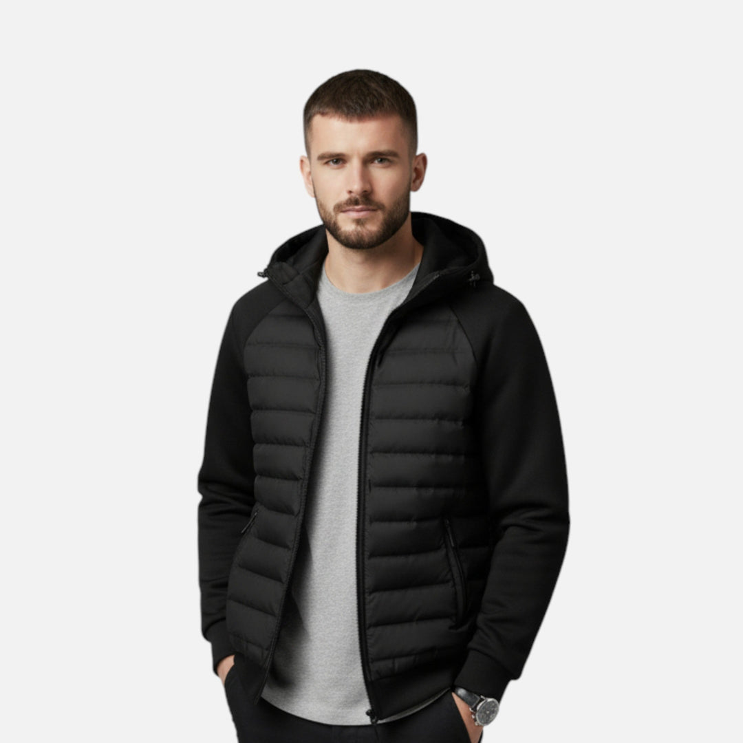Anoukbelle | Women's Puffer Jacket Hooded Winter Outdoor - Black / Gray