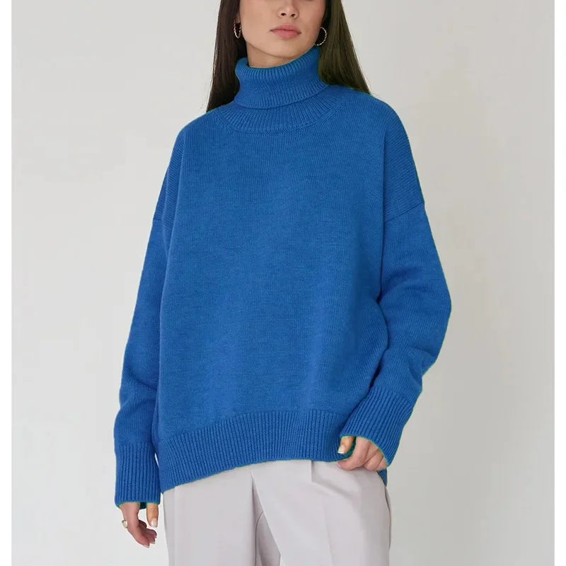 Anoukienne | Women's Cozy Knit Turtleneck for Every Occasion Sweaters — Blue
