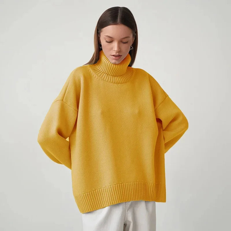 Anoukienne | Women's Cozy Knit Turtleneck for Every Occasion Sweaters — Yellow