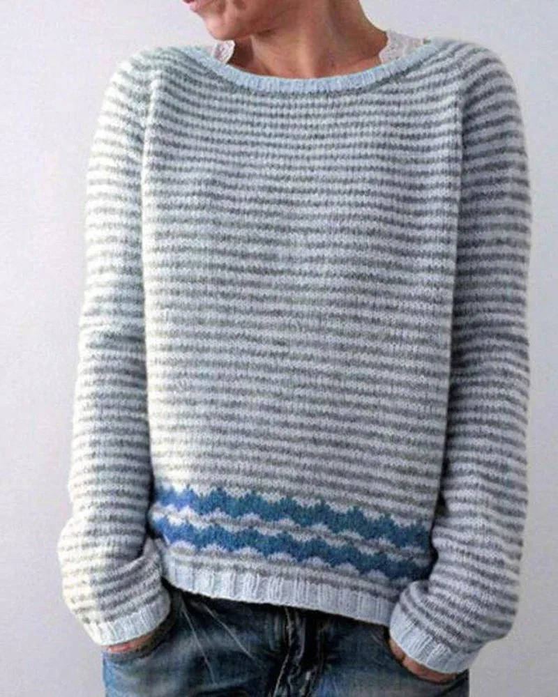Araina | Women's Knit Cozy Comfy Nordic Fair Isle Sweater with Crew Neck — 1