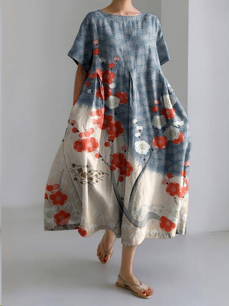 Aridessa | Women's Wedding Guest Elegant Floral Loose Fit Midi Dress Dresses — 2