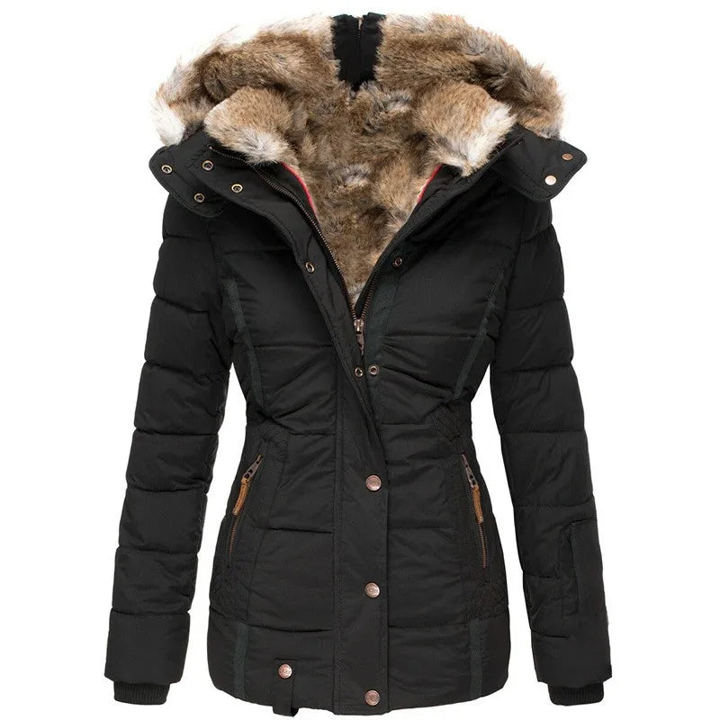 Ariella | Women's Water Resistant Fur Hood Parka – Fleece Lined Jacket — Black