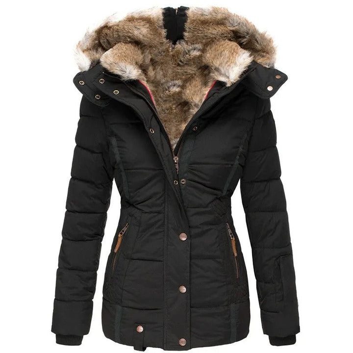 Ariella | Women's Water Resistant Fur Hood Parka – Fleece Lined Jacket — Black