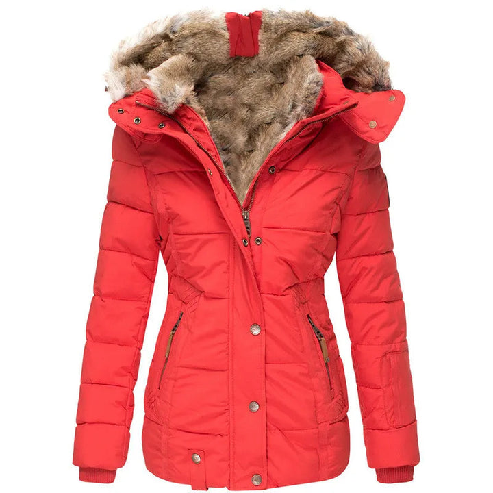 Ariella | Women's Water Resistant Fur Hood Parka – Fleece Lined Jacket — Red