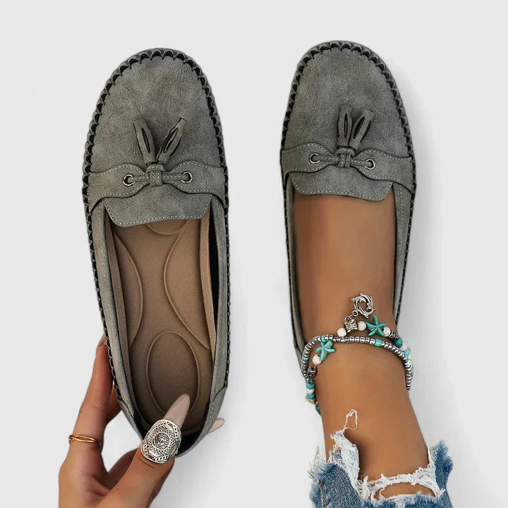 Ariwynn | Women's Orthopedic Comfort Suede Bow Loafers Slip-On Moccasin Flat Shoes — 1