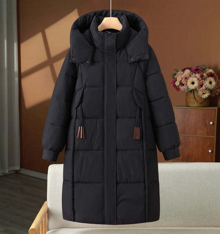 Avelnalde | Women's Long Padded Puffer Coat with Hood and Toggle Drawstrings — 1