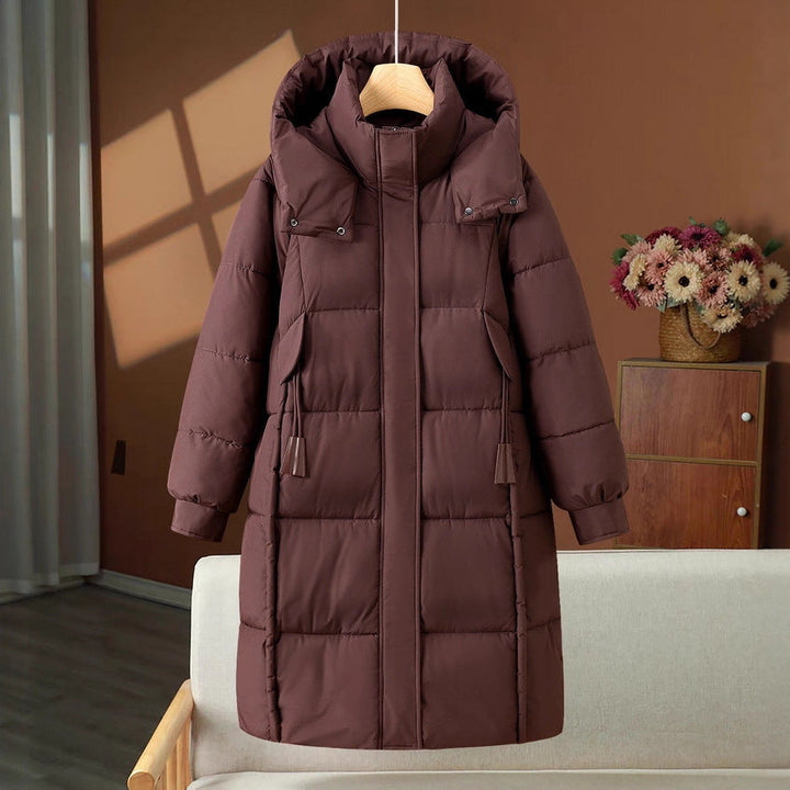Avelnalde | Women's Long Padded Puffer Coat with Hood and Toggle Drawstrings — 2
